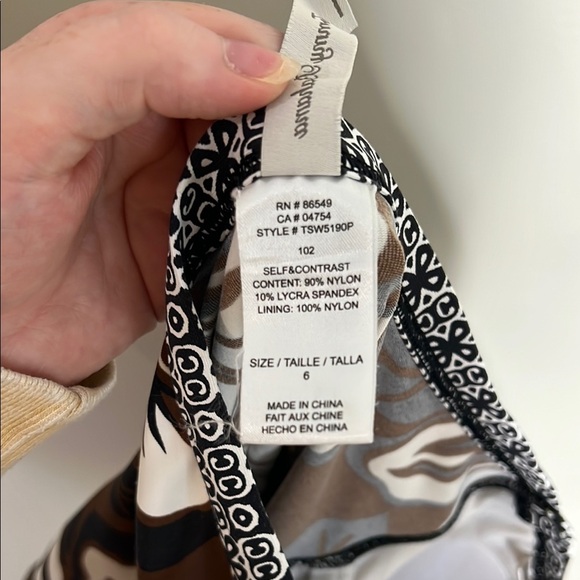 Tommy Bahama Floral Brown and White One-Piece Swimsuit Womens 6 - Picture 7 of 7